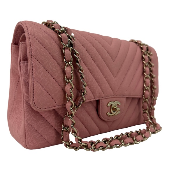 Chanel Medium Double Flap – Light Pink Chevron Caviar, Light Gold Hardware - Picture 11 of 11